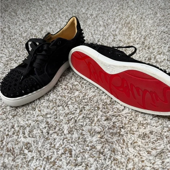 Christian Louboutin Black Suede Spiked Sneakers